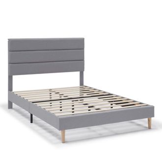 HOMN Estructura de cama tapizada de 30 cm, 150x190 cm, gris claro