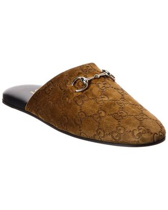Gucci Horsebit Gg Suede Mule