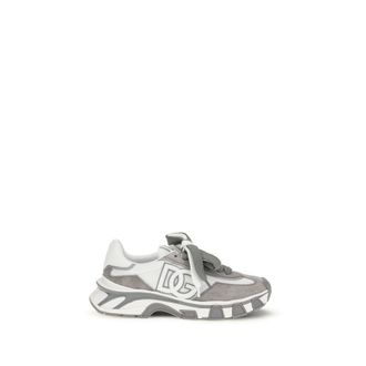 Dolce & Gabbana Gray Calf Leather Bos Taurus Athletic Mens Sneakers