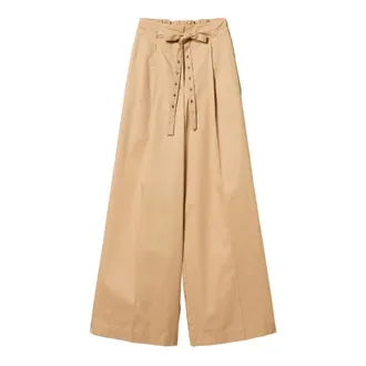 Twinset Wide Trousers, female, Beige, Size: S Palazzo Trousers