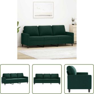 vidaXL Divano in velluto - Divano a 3 Posti Verde Scuro 180 cm in Velluto