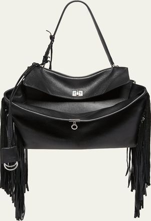 Balenciaga Rodeo Medium Leather Fringed Top-Handle Bag