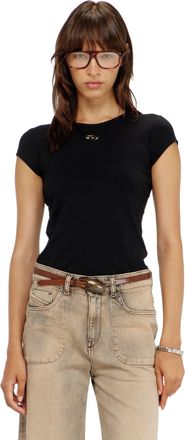 Diesel T-shirt with cut-out embroidered logo - T-Shirts - Woman - Black