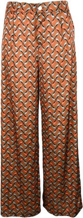 Think Polyester Stijlvolle Broek - Dames - Wijde Broeken - Bruin - XL - Polyester - Broeken
