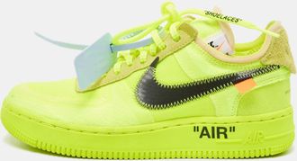 Off-white X Nike Green Mesh And Suede Force 1 Low White Volt Sneakers