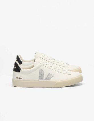 Veja Womens VEJA Campo Leather Womens Trainers - White/Silver/Black - Size: 6