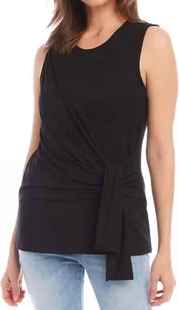 Karen Kane Bevin Side Drape Top In Black