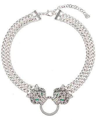 Eyecandy LA Eye Candy La Crystal Leopard Statement Necklace