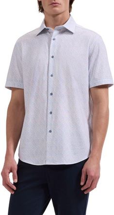 Bugatchi Miles OoohCotton Golfer Print Short Sleeve Button-Up Shirt in Dusty Pink at Nordstrom, Size Xx-Large