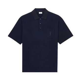 Saint Laurent Cassandre Polo - Heren - Polos - Blauw - M - Leer - Tops