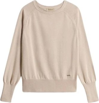 Woolrich Truien & Vesten, Dames, Beige, M, Katoen, Cotton Modal Crewneck