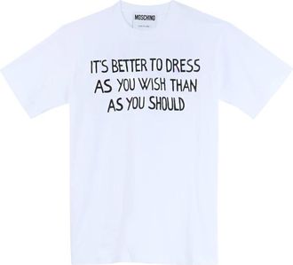 Moschino Katoenen T-shirt met korte mouwen en sloganprint - Heren - T-shirts - Wit - S - Katoen - Tops