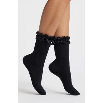 Casa Clara Love Alila Ruffle Ankle Socks in Black at Nordstrom