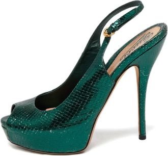 Gucci Sandali Sofia con effetto serpente 130mm - Verde
