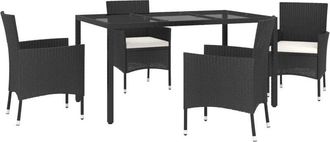 vidaXL Vidaxl - Set De Muebles Jard&iacute;n 5 Pzas Con Cojines Rat&aacute;n Sint&eacute;tico Negro