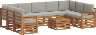 vidaXL Conjunto De Sof&aacute;s De Exterior 10 Uds. Natural Y Gris Claro Vidaxl