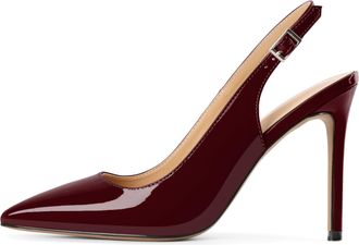 EDEFS Womens Wedding Bride Essential Slingback Pumps High Heel 4 Inches Closed Toe Pointed Toe for Party Glamour & Daily Chic Burgundy UK4