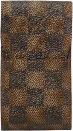 Louis Vuitton Pre-owned Damier Sigarettendoosje - Dames - Vintage Accessoires - Bruin - ONE Size - Leer - Vintage