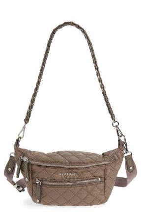 MZ Wallace Crosby Quilted Nylon Convertible Sling Bag in Morning Dove at Nordstrom