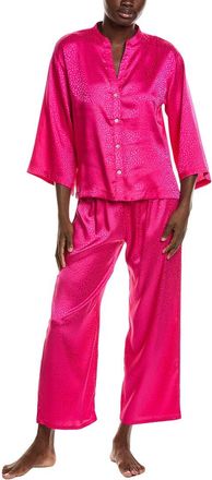 Natori 2pc Wilderness Satin Jacquard Button Down Pajama Set