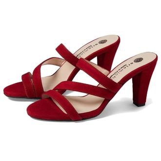 Eric Michael Womens Eric Michael Crown Sandals Red Leather Slip On Block Heel VER1053