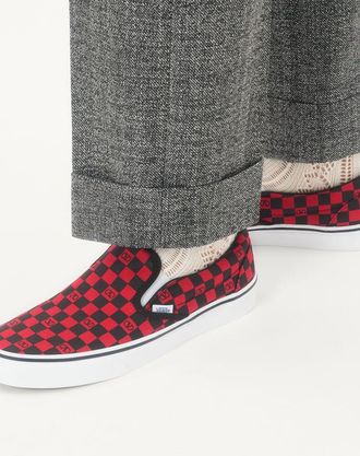Valentino Garavani Sneaker Slip-On Valentino Garavani And Vans In Tessuto Con Stampa Vlogo Checkerboard Uomo ROUGE PUR/NERO 40.5
