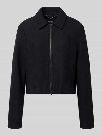 Marc Cain Regular Fit Blazer aus Schurwolle mit Zweiwege-Reißverschluss in Black, Größe 34