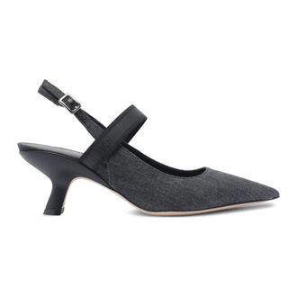 Vic Matié Pumps, female, Black, Size: 7 US Black Denim Slingback Sandals