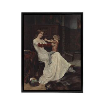 Artery8 Albert Edelfelt Queen Bianca of Namur With Son Framed Canvas Art Print | Size: W24 x H32