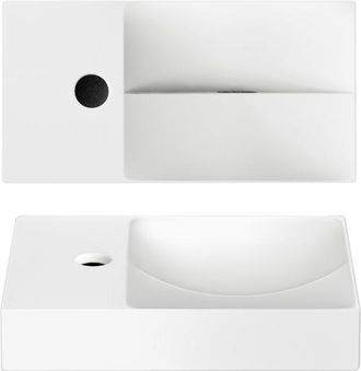 Clou Vale fonteinen keramiek fontein 38x19x7cm kraangat links Wit mat