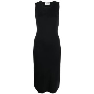 P.A.R.O.S.H. Gebreide Midi Jurk - Dames - Casual kleedjes - Zwart - M - Kleedjes