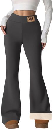 Generic Fleece Lined Leggings - Flared Pants, Elastic High Waisted Pant, Stretchy Yoga Gym Trousers, Ladies Tummy Control Bootcut, Tight Bootleg, Thermal Wint