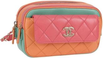 Chanel Pre-owned Leather crossbody-bags - Dames - Vintage Heuptassen - Roze - ONE Size - Leer - Vintage