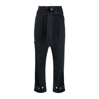 P.A.R.O.S.H. Blauwe elegante katoenen broek - Dames - Vrijetijds broeken - Blauw - XS - Katoen - Broeken
