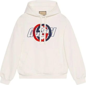 Gucci Hoodies & sweatvesten, Heren, Wit, S, Katoen, Hooded Sweatshirt van Katoenen Jersey