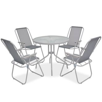 Berkfield Home 6 Piece Outdoor Dining Set Steel & Textilene Grey