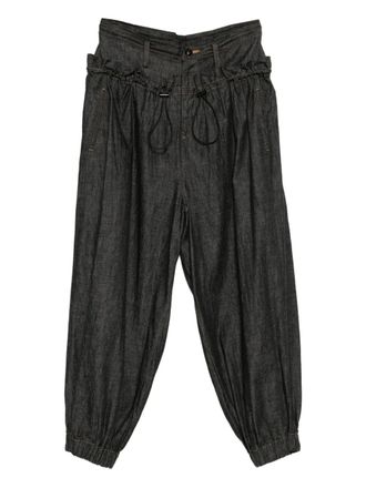 Yohji Yamamoto Jeans met gesmockte taille - Zwart