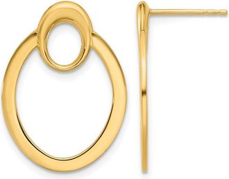 Diamond2Deal 14K Yellow Gold Oval Shape Drop Dangle Earrings