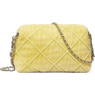 Tory Burch Fleming Denim Soft Crossbody Bag in Yellow at Nordstrom