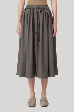 Max Mara Woollen Cloth Midi Skirt In Dark Grey
