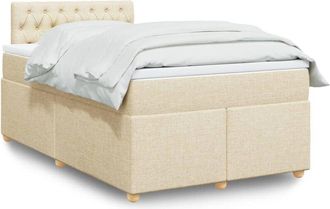 vidaXL Cama Box Spring Con Colch&oacute;n Tela Color Crema 120x200 Cm Vidaxl