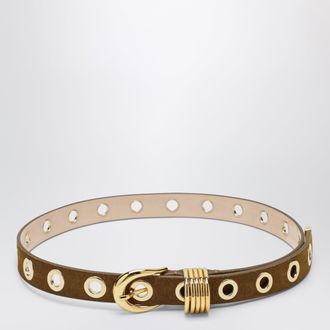 D&eacute;hanche Belt brown in suede with metal eyelets