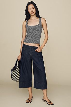 Maeve Reworked High-Rise Wide-Leg Culotte Jeans