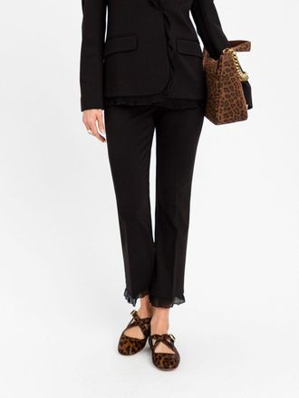Twinset Pantaloni cropped straight in cr&ecirc;pe con vita media