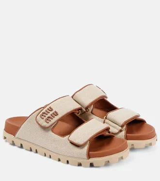 Miu Miu matelassé suede slides - women - Calf Leather/Calf