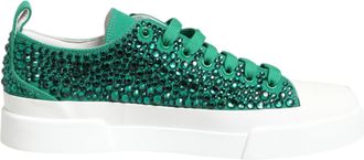 Dolce & Gabbana Groene Portofino Kristal DG Logo Sneakers Schoenen