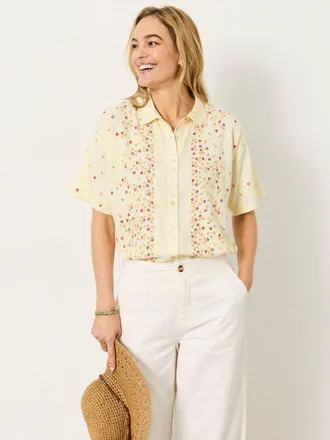 Fat Face FatFace Kara Yellow Ditsy Pop Petite Shirt