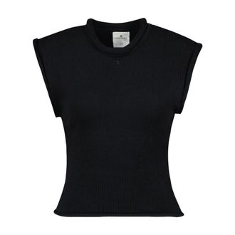 Courr&egrave;ges Courreges Ribbed Cotton Tank Top - Black