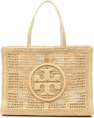 Tory Burch large Ella crochet tote bag - women - Straw - One Size - Neutrals
