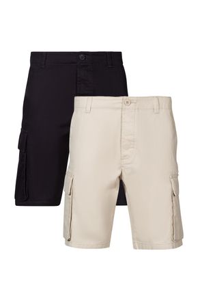 French Connection Mens 2 Pack Cotton Cargo Shorts - Navy - Size X-Large